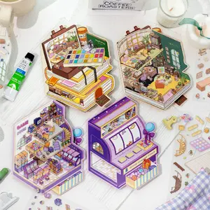 Minecraft Theme Decorative Stickers, Pet Material, 6 Sheets/bag, Perfect for Holiday & Birthday Gifts, Ideal for Drawing Room & Game City Decoration