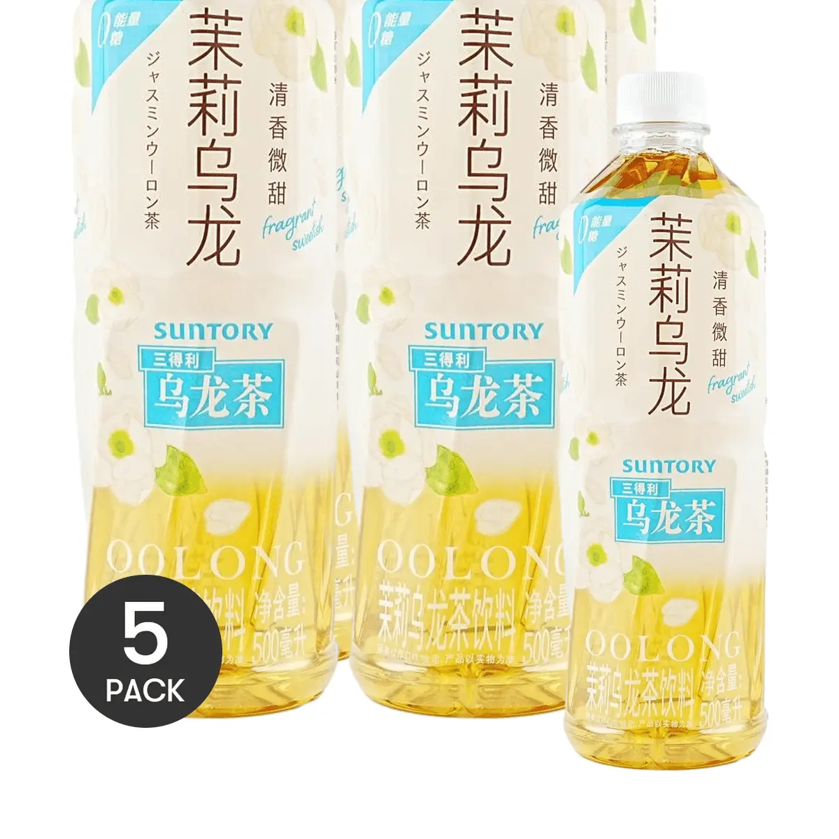 5 Pack SUNTORY Jasmine Oolong Tea Slightly Sweet 16.9 fl oz - Chinese Wulong Tea Drink, Light & Refreshing