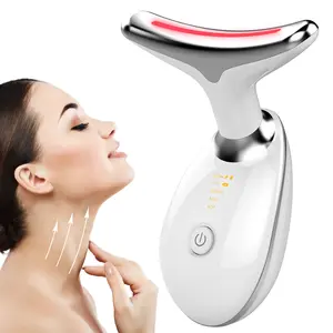 3-in-1 Neck Face Massager, 3 Color Led Face Neck Massage for Skin Care at Home, Portable Facial Massager,Face Sculpting Tool,Multifunctional Vibration Wrinkle Removal Firming