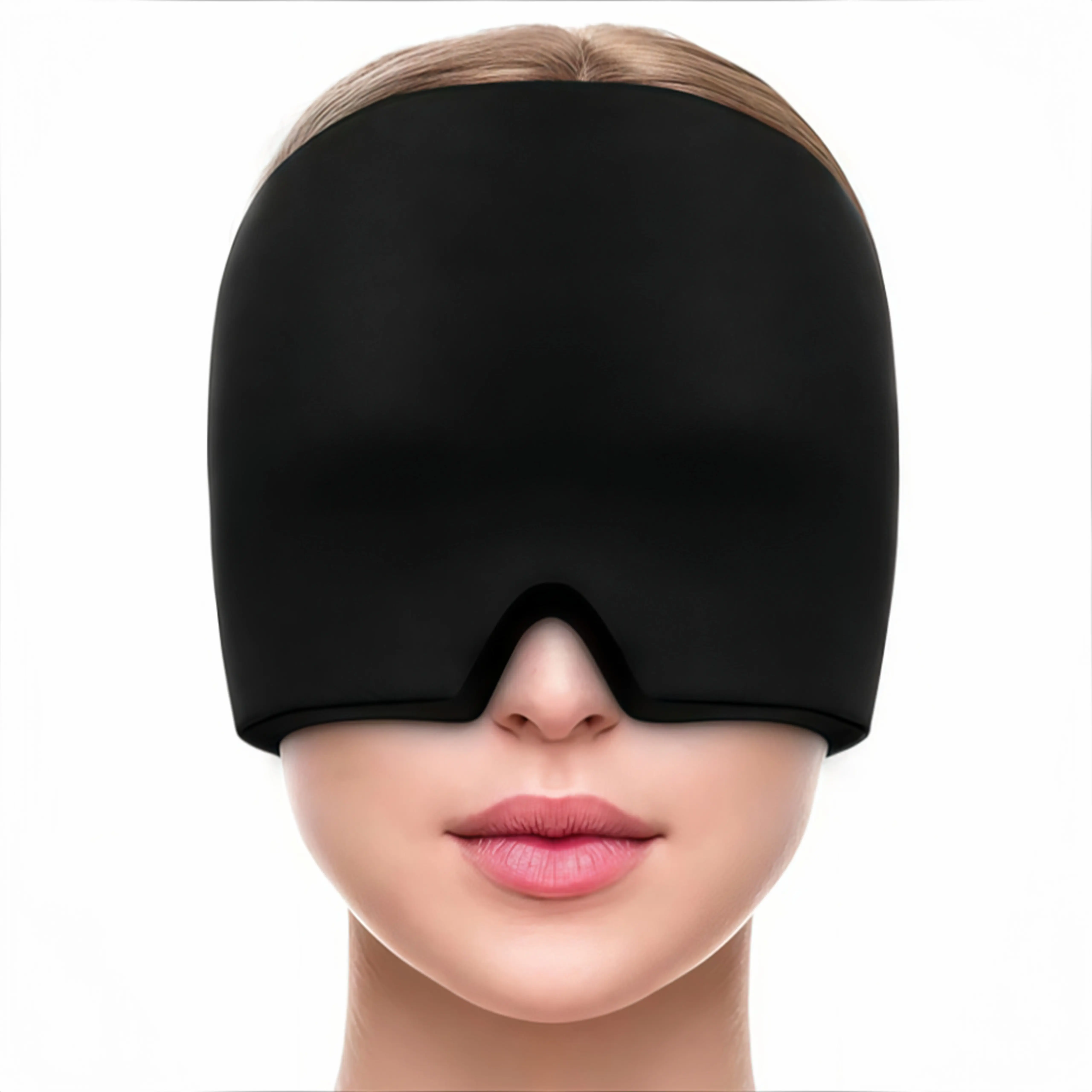 Reusable Gel Ice Head Wrap 180° Cooling Cap, Hot Cold Compress Mask with Light Blocking Sleep Design, Stretchable Comfort Pack for Home Office Travel, Relaxation Accessory Gift for Women Men
