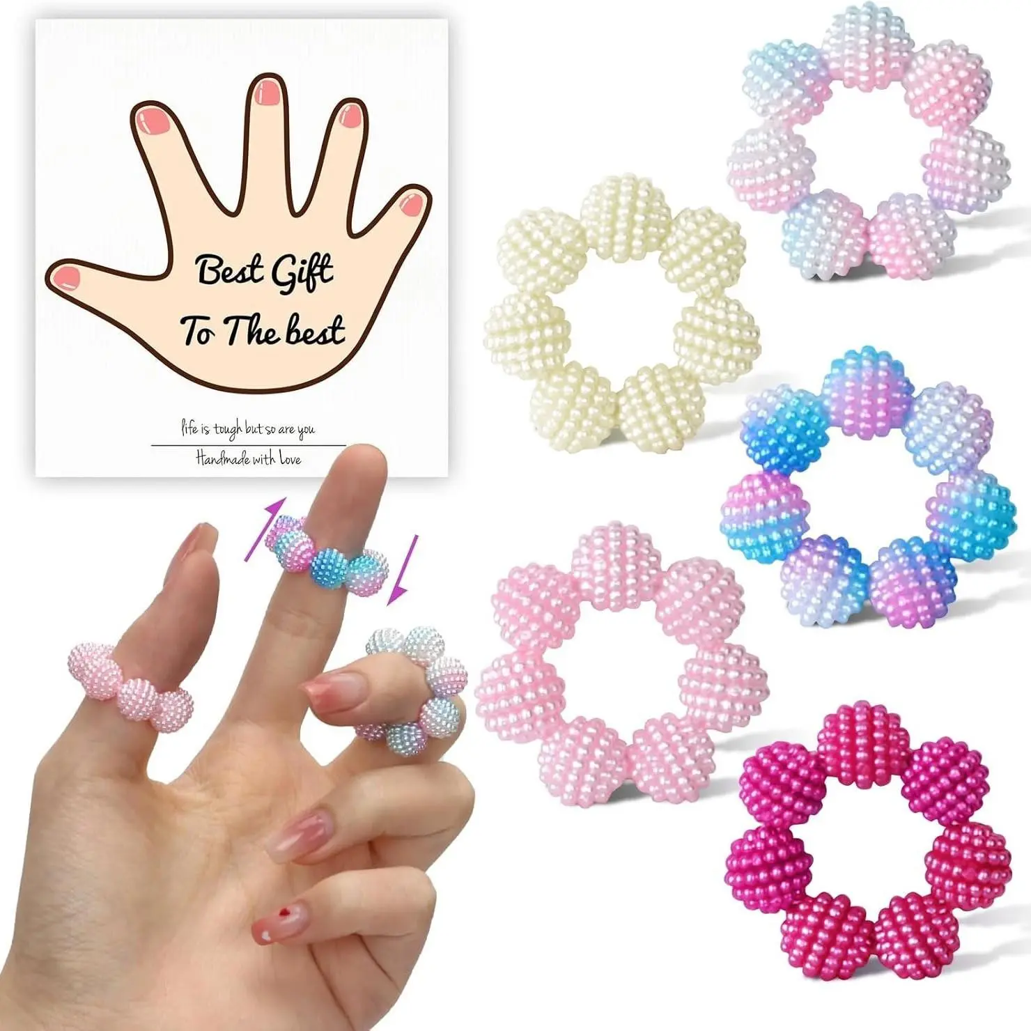 5pcs Sensory Stress Relief Rings, Adjustable Multicolor Graduated Finger Massagers, Ideal for Home Office Travel, Perfect Gift, Desk Fidget, Finger Fidgets