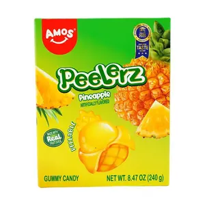 Amos Sweets Pineapple Flavored Gummy Candy 8.5oz Fun Juice Gummies with Real Fruit Juice