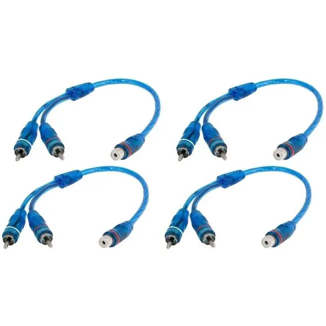 4 Absolute ABC-1F2M BLUE Y-Adapter 1F-2M RCA Interconnect Audio Cables