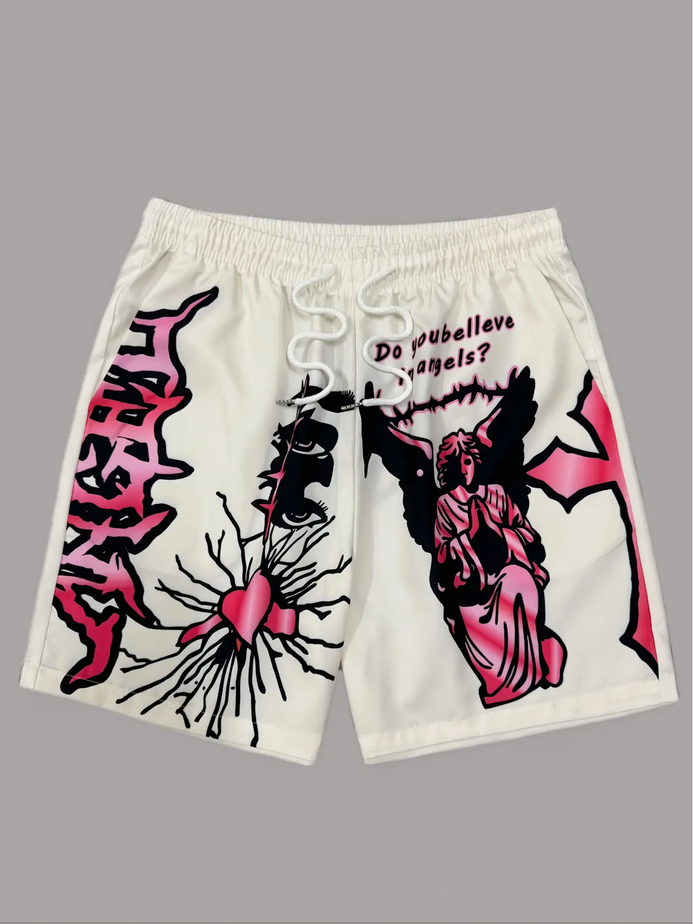 2025 Summer New Style Men's 3D Letter Jesus Print Short Pants - Casual, Fashionable, Soft, Comfortable, Lightweight, Breathable Shorts