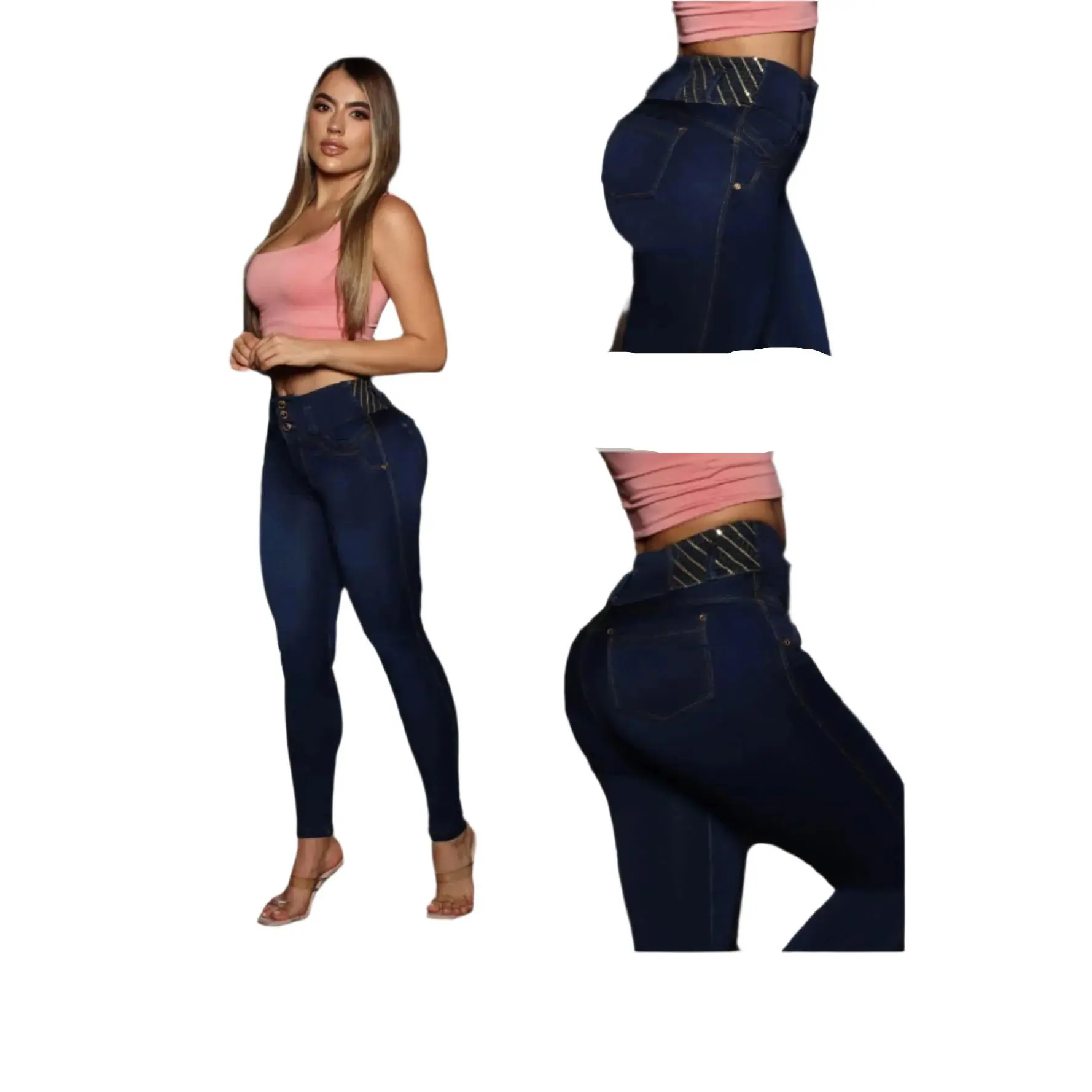 8005 Jean's Colombianos Cintura Alta levanta cola butt lifter high waist tummy control Womenswear Belts