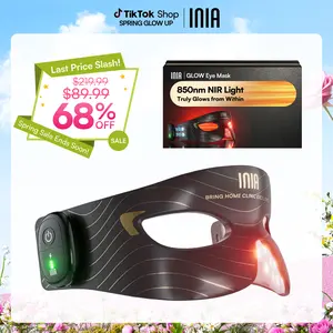 INIA GLOW Red Light Therapy Eye Mask with 96 High-Density LEDs & Cryotherapy Cooling, LED Eye Mask Skincare for Wrinkles, Dark Circles & Puffiness, FDA-Cleared, Portable and Rechargeable, 2-Year Warranty