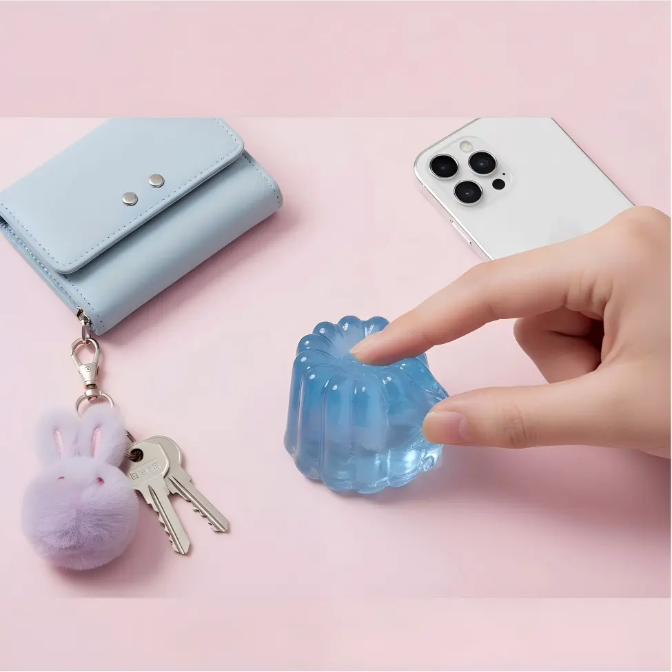 Kawaii Blue Jelly Squishy Fidget Toy for Women Teens Stress Relief Anxiety Relief Sensory Toy Sleep Aid Desk Decor Cute Portable Squishy for Office School Travel Relaxation