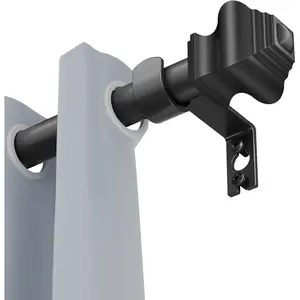 Curtain Rods for Windows 36-78 inch, 5/8 inch Matte Black Curtain Rod with Brackets Adjustable by Splicing for Bedroom Kitchen Study Living Room