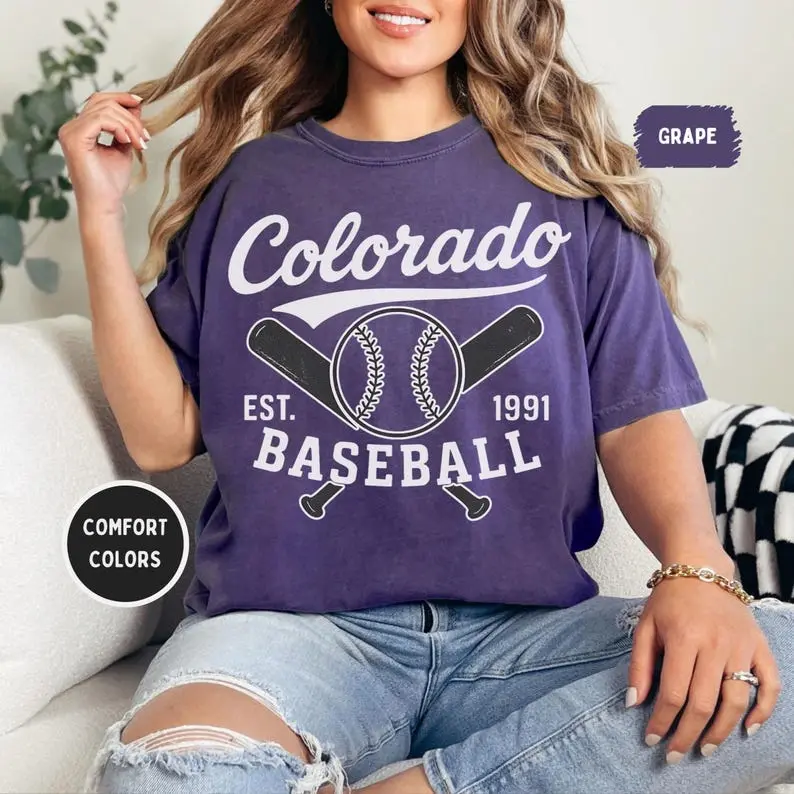 Retro Colorado Baseball T-Shirt, Vintage Tee, Unisex Garment-Dyed Shirt, Denver Sports Fan Gift, Baseball Tee