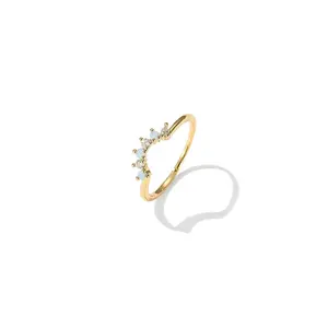Unisex Blue Flower Gold Crown Ring with Sparkling Accents