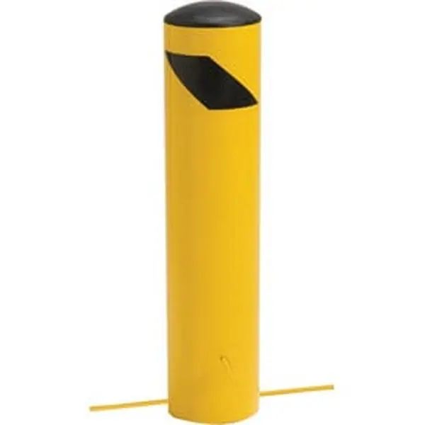 Heavy-Duty 24"x5.5" Metal Steel Bollard (Global 652898G), Powder Coated for Outdoor Home Improvement Use, 44 lbs Assembled Unit with Removable Cap, Chain Slots for Underground Installation, Protecting Personnel
