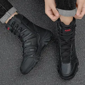 5.AA Men Combat Boots Hiking Shoes, jungle boots, duty boots, mens work boots, desert boots with Zipper, Breathable Lightweight Anti-Skid for Mountaineering Hiking Exploration Tactical All-Season Lightweight Non-Slip High Top Boots for OutdoorHuntingWork