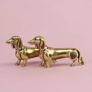 Dachshund Dog Design Brass Ornament, 1 Count Desktop Decorative Ornament, Home Decor for Living Room Bedroom Office, Gift for Friend & Family, Desktop Statue, Figurine, Home Decor Ornaments, Collectible Figurines