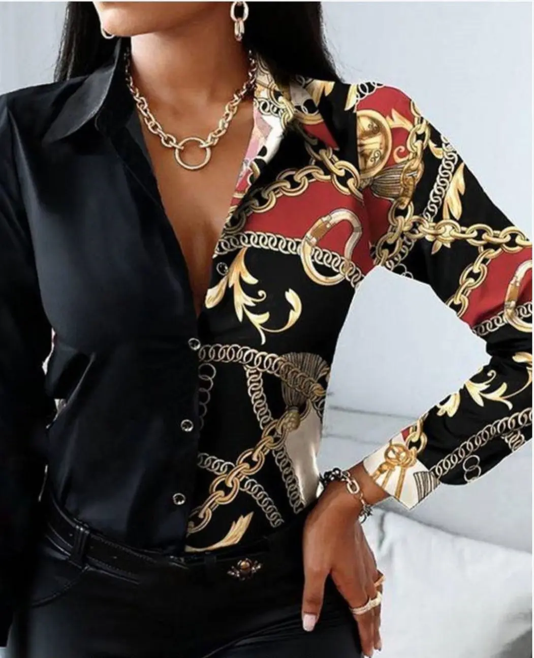 Luxury Black Designer Button-Up Shirt – Sleek, Versatile, and Tailored for Elegance