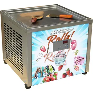 Kolice Commercial Countertop 18x18 inches Single Square Pan Fried Ice Cream Machine, Fry Ice Cream Roll Machine, Instant Roll Ice Cream Maker-AUTO DEFROST and PCB Smart AI Temp. Controller