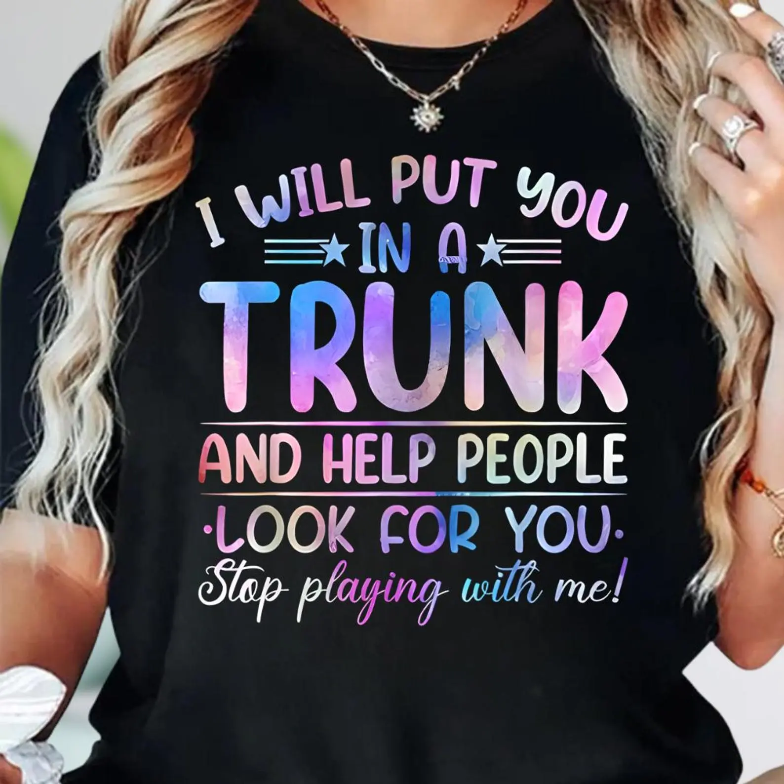 Men's Soft Cotton Graphic T-Shirt, Casual Seamless Short Sleeve Top with 'I Will Put You in a Trunk' Statement, Tshirt