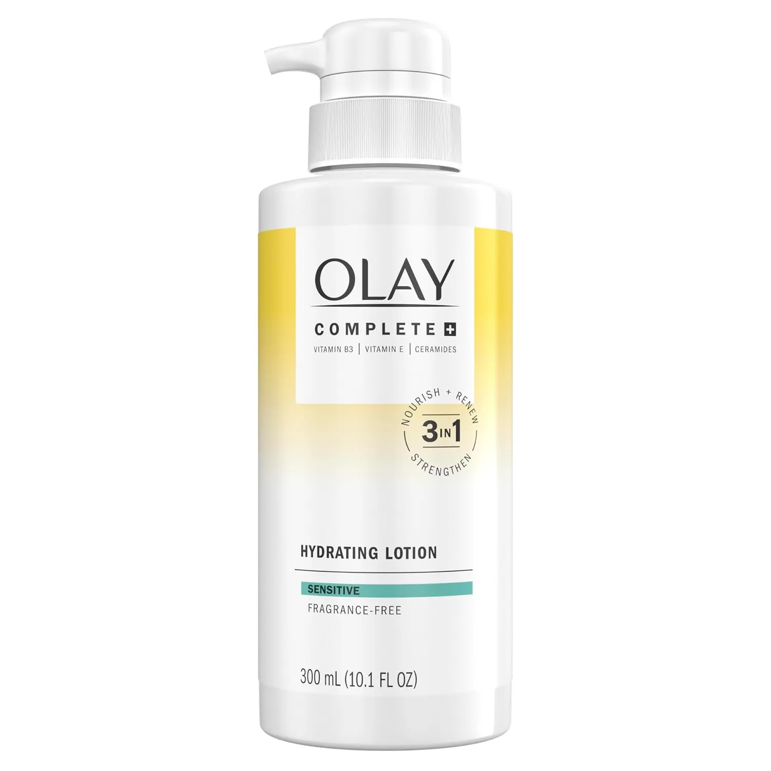 Olay Complete+ Hydrating Lotion Fragrance-Free, 10.1 FL OZ, 3-in-1 Nourishing Face Moisturizer for All Skin Types with Vitamin B3, Vitamin E, and Ceramides