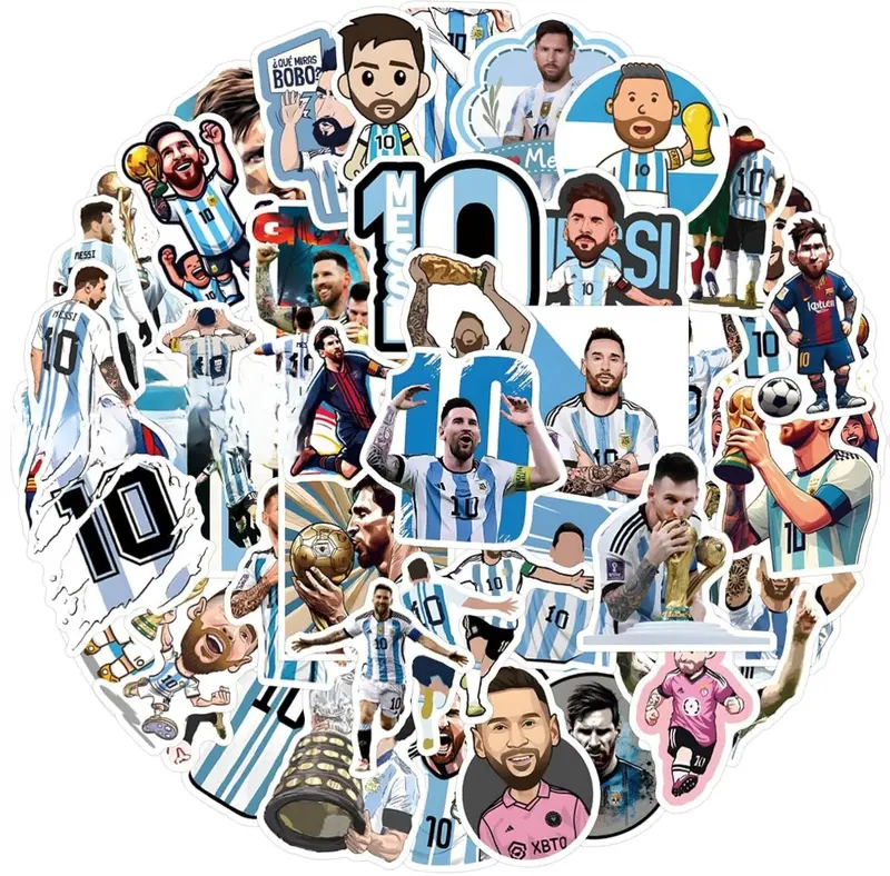 50Pcs Messi Sticker for Kids, Cool Soccer Sport Waterproof Vinyl Stickers for Adult Teen Girl Water Bottle, Laptop, Phone, Computer, Guitar, Notebook, Skateboard