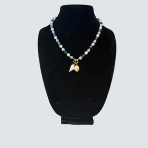 Minimalistic Ocean Necklace with Genuine Crystal and Shell | Lapis and Celestite Necklace with Shell pendant |