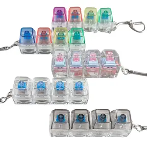 Keyboard Fidget Toys Keychain with LED Lights, Clear Finger Clicker for Stress Relief, Portable ADHD Fidget Toy for Anxiety & Autism, Satisfying Click Buttons, Fun Desk Toy, Perfect Valentine’s Day & Birthday Gift for Kids, Teens & Adults