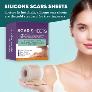 Professional Silicone ScarSheets,Reusable Silicone Scar TapeStrips Type for Keloid,Burn, Acne