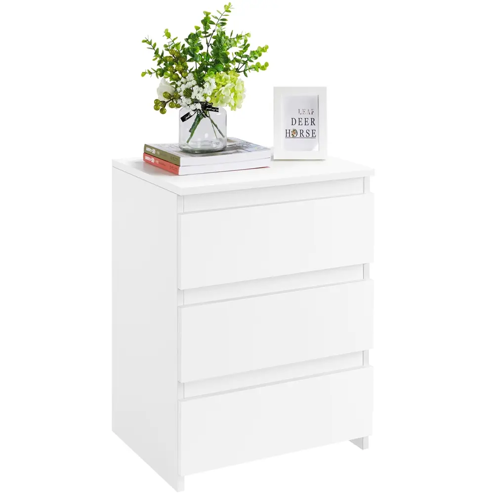 Yaheetech 3-Drawer Compact Nightstand - Modern Side Table, Rectangle Wood Table with Sturdy Base for Small Bedrooms, Bathroom & Minimalist Decluttering