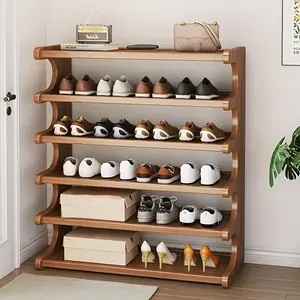 4-Layer Wooden Shoe Rack, Stackable Floor Organizer for Entryway, Closet & Hallway – Perfect for Heels, Sneakers & Sandals, Modern Durable Storage Solution