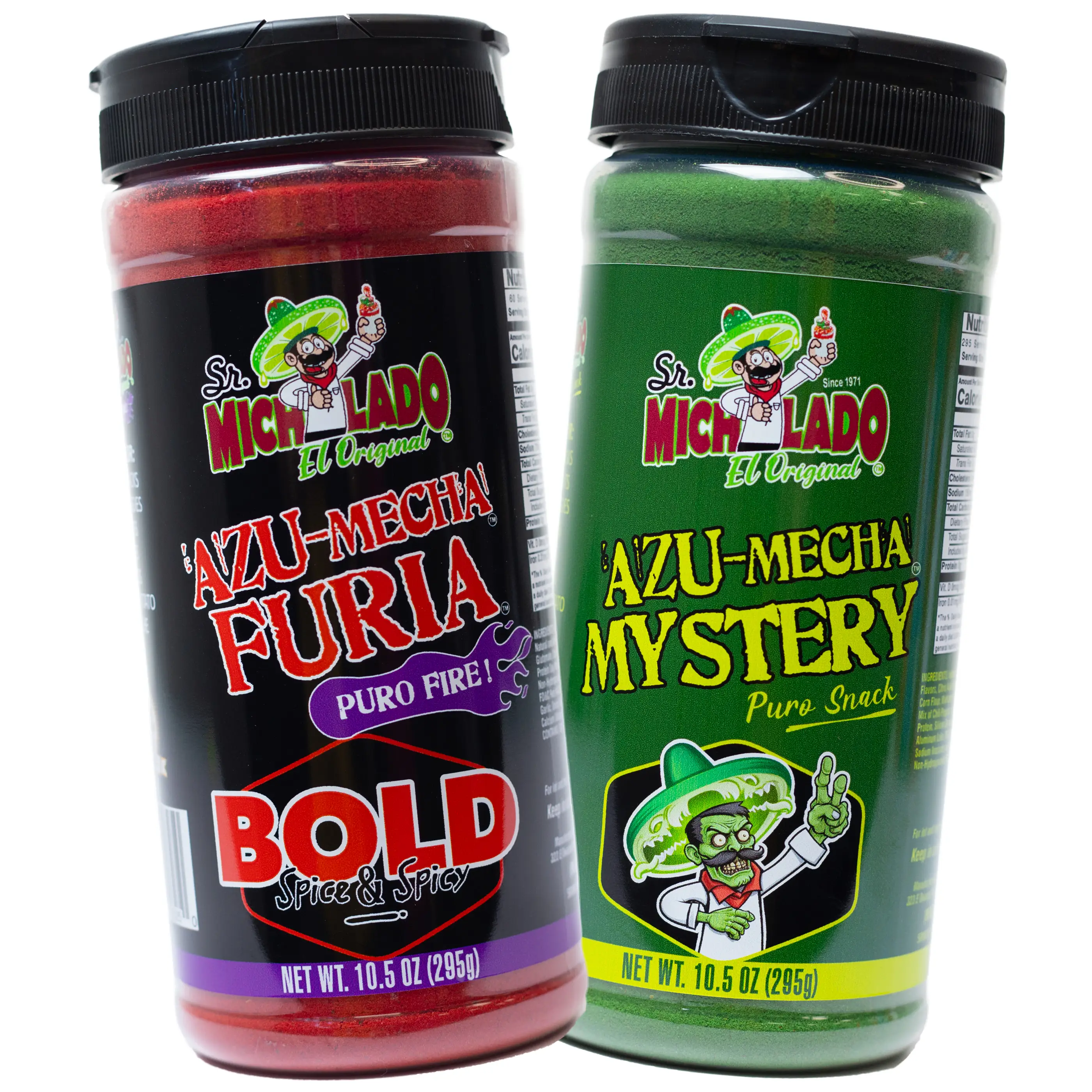 Azu-Mecha COMBO - Furia BOLD & Mystery - Snack Seasoning - Sr. Michelado - Bottle Snack Flavor powder chile powder - so good on pickle s sr michel a d