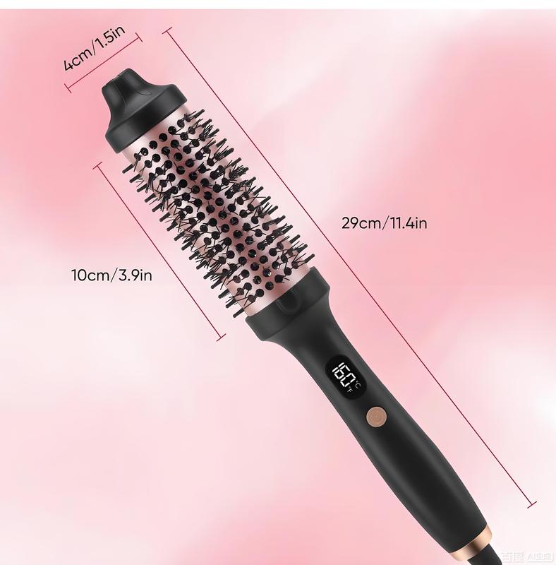 Professional 3-in-1 Ionic Ceramic Hair Curler/Straightener – Heated Styling Brush with Anti-Scald Nylon Bristles, 38mm, Fast Heating   for Salon-Quality Results. Electric Curl Wand for All Hair Types, Ideal as a Curling Iron Alternative.