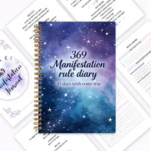 369 Manifestation Diary, 45-day Wish Realization Plan, Starry Universe Cover Design, Spiral Binding for Easy Page Turning, Daily 3-6-9 Affirmation Practice, Gratitude and Mindfulness Record, Law of Attraction Practice Manual, Spiritual Growth & Dream Real