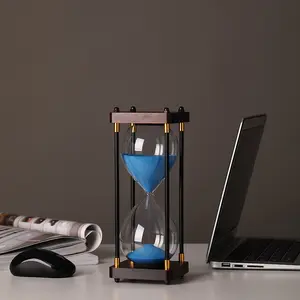 Classic Wooden Hourglass 30/60 Min Home Office Decor Timer with Blue Sand for Time Management