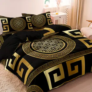 Modern Geometric Pattern 3-Piece Bedding Set - Machine Washable, Digital Print, 100% Polyester, 90g Fabric Weight - Includes Duvet Cover and 2 Pillowcases (No Duvet Insert)