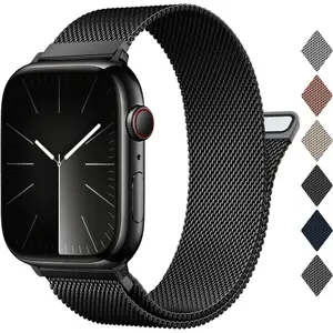 Patented Milanese Loop Compatible with Apple Watch Band Series 9 8 7 6 5 4 3 Ultra 2 1 SE 49mm 45mm 44mm 42mm 41mm 40mm 38mm for Women Men, Magnetic Stainless Steel Clasp Bands