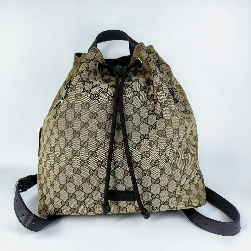 Pre-owned GUCCI 837 GG Canvas Drawstring Bucket Backpack