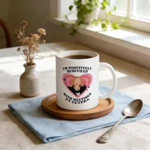 I'm Positively Bedeviled With Meetings Et Cetera Mug - Funny Office Coffee Cup for Coworker Gift
