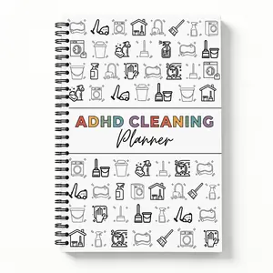 ADHD Cleaning Planner, Spiral-Bound Home Cleaning Schedule and Checklist Notebook with Daily, Weekly and Monthly Task Pages for Household Chores, Room-by-Room Routines and Home Organization