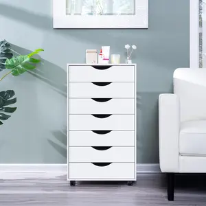 Sweetgo 7 Drawer Storage Cabinet, Rolling Craft & Makeup Organizer with Locking Wheels, Industrial Style Chest of Drawers for Bedroom, Closet, Home Office