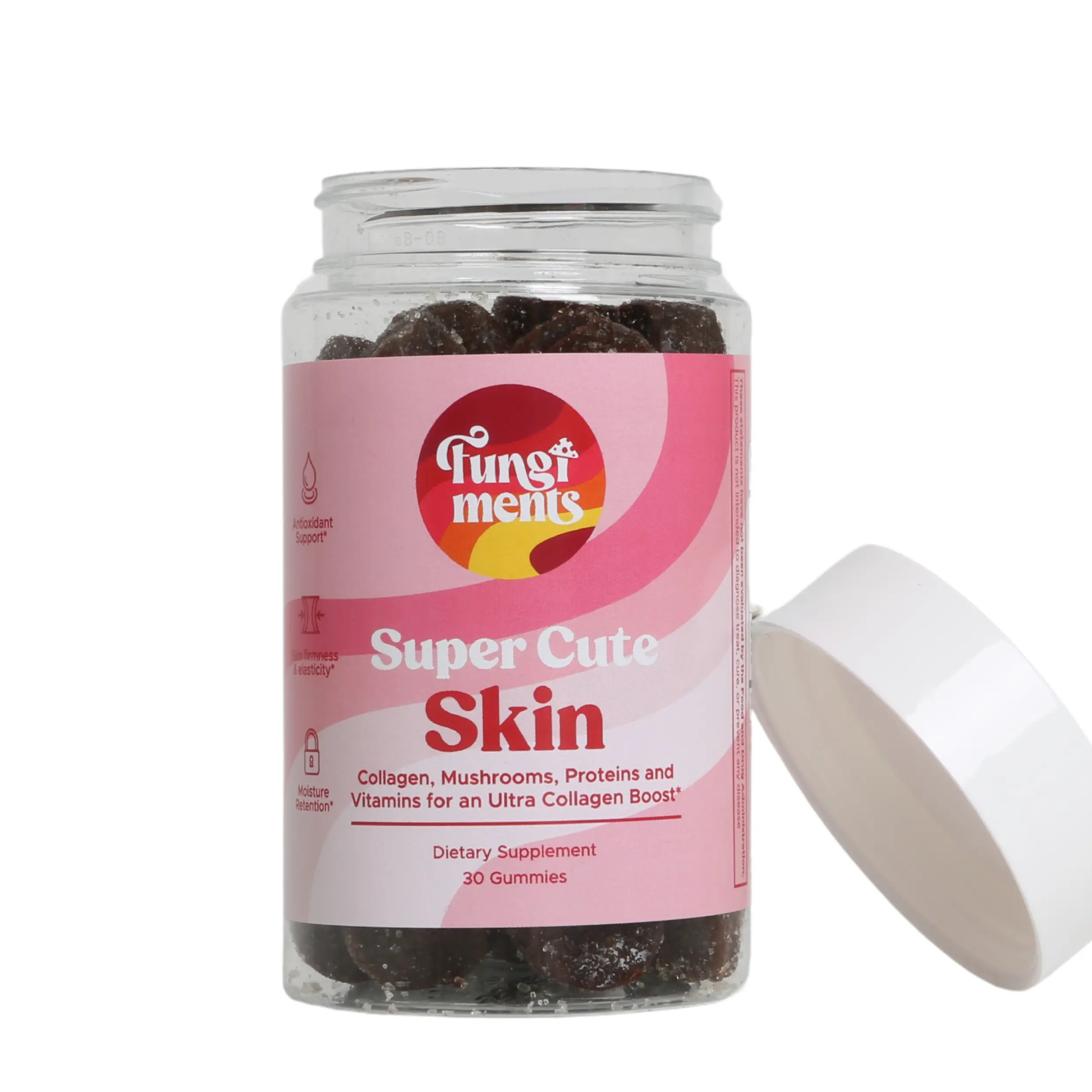 Fungiments Super Cute Mushroom Supplement - Chaga Mushrooms, Biotin, Collagen Peptides, Keratin, Bamboo Extract - Healthy Skin and Smooth Wrinkles