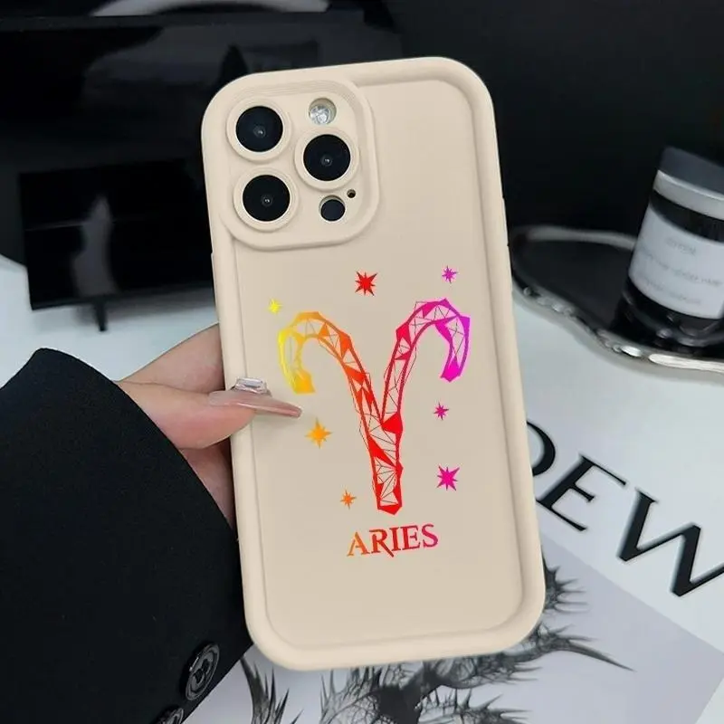 Aries Constellation Silicone Smartphone Cover - Shockproof, Pocket-Friendly Soft Protection Accessory for iPhone 11/12/13/14/15/16/17 Pro, ProMax, Plus, Air