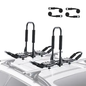 VEVOR Kayak Roof Rack 1 Pair J - Bar, Soft Roof Rack, Top Mount Tie Down, Carrier for kayak, Surf Board, Canoe, SUP, Ski Board, Mount on Car, SUV, Truck, 2 KayaksVEVOR Super Brand Day
