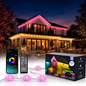 150Ft Permanent Outdoor Lights , Smart RGB Eave Lights with App & Remote Control, Music Sync Outdoor LED Lights, Multiple Lengths Available, Waterproof Lights for Christmas, Holiday, Family Party & Home Decor