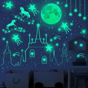 Glow-in-the-Dark Stars and Moon Wall Decals – Fluorescent Ceiling Star Stickers, Self-Adhesive 3D Luminous Night Sky Decorations for Kids Bedroom, Baby Room & Home Décor DIY Can Be Formed Into Any Shape You Want