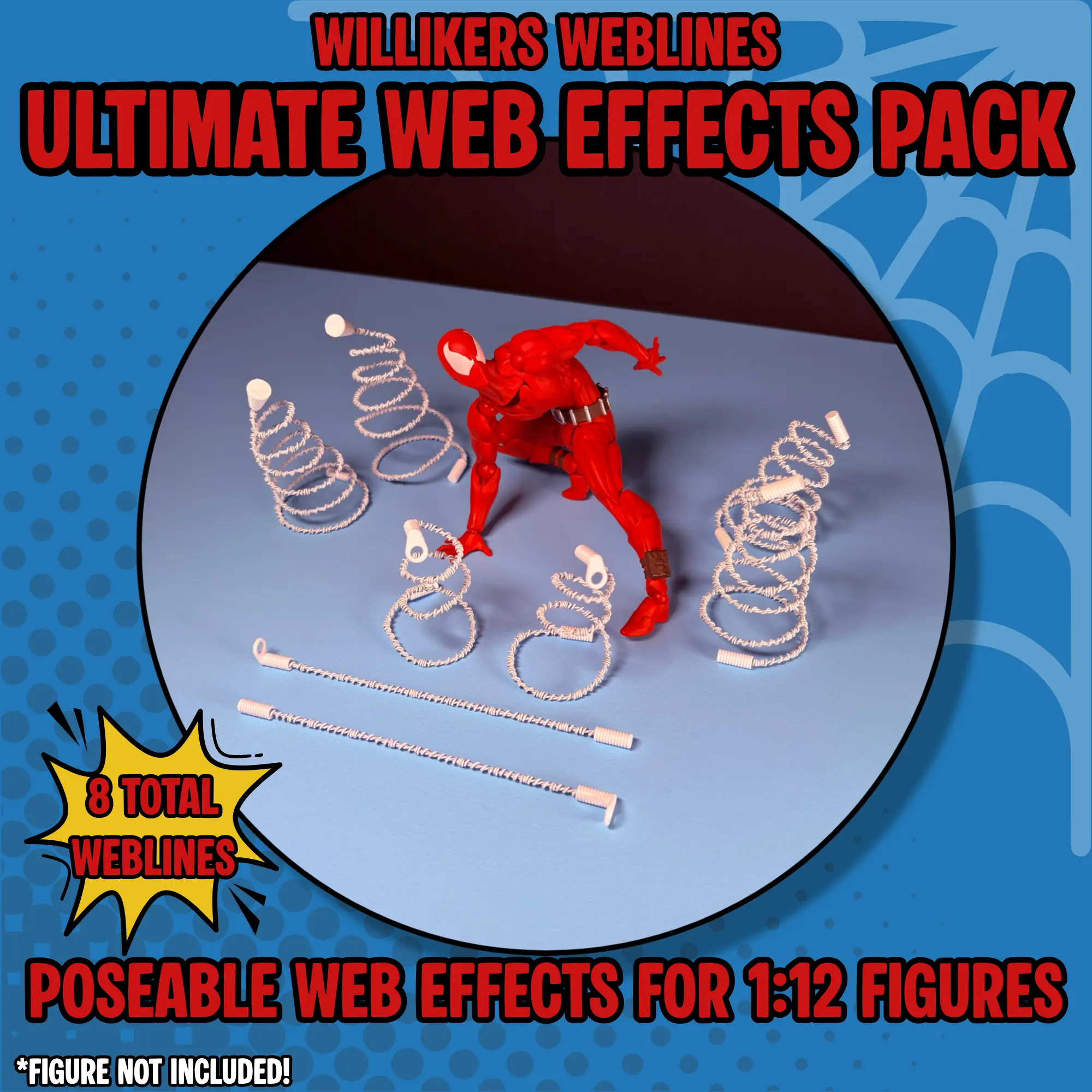 1:12 Scale Action Figure Web Effects Pack, Versatile Poseable Accessory for Collectible Figure Parts (Collectibles & Figurines Accessories)