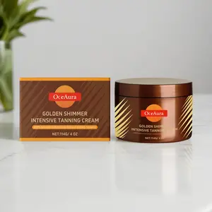 OceAura Golden Shimmer Tanning Cream – Intensive Tanning Lotion, Moisturizing, Radiant Glow, Body Sunless Tanner, 114g/4oz