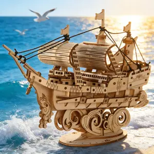 Adult 3D Wooden Puzzle DIY Ship Craft Kit, Wood Pattern, Handmade Model Set, Table Decoration, Birthday or Christmas Gift, Handmade Gifts, Suitable for Ages 14+