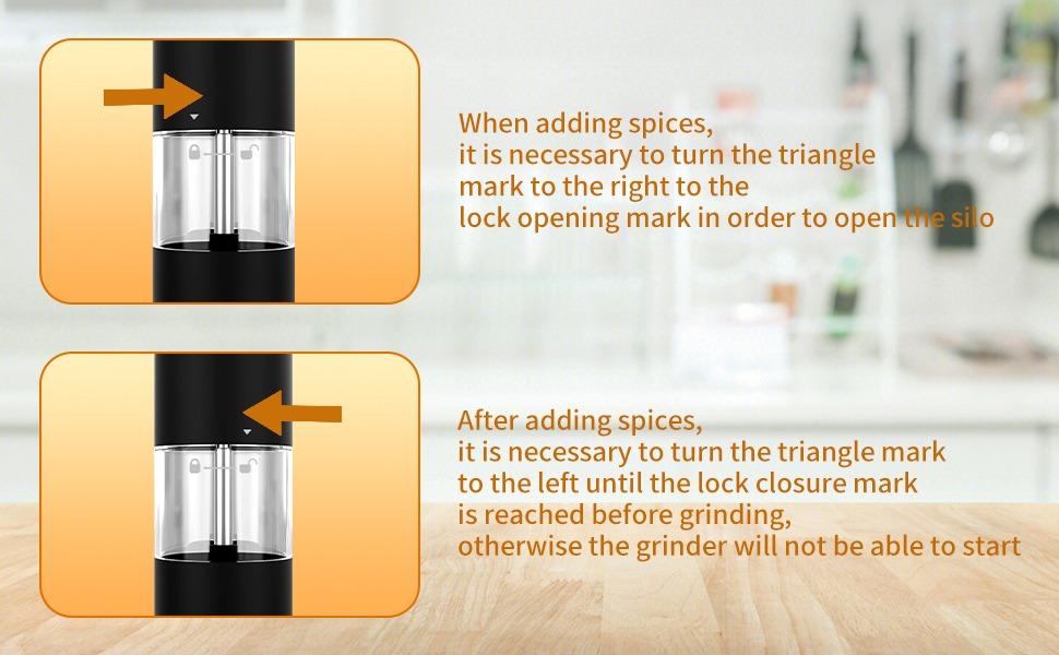 Electric Salt and Pepper Grinder Set of 2, Adjustable Coarseness, Battery Powered, LED Light, One Hand Operation, Black