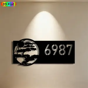 1pc Bonsai & Number 6987 Metal Wall Art,Bonsai Statue Mural, Ideal Gift for New Year, Easter, Nature & Number Decor Enthusiasts, Weather-Resistant Metal Wall Decor Wall Sculptures, Perfect for Patio Wall & Garden Fence Enthusiasts