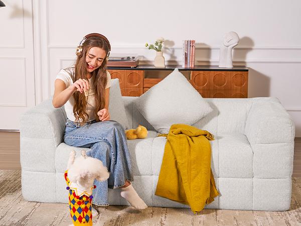 75" Cloud Loveseat Sofa in a Box, No Assembly Required Comfy Deep Seat Boneless Couch, Modern Small Couches for Living Room, Bedroom, Apartment 75" Cloud Loveseat Sofa in a Box, No Assembly Required Comfy Deep Seat Boneless Couch, Modern Small Couches for Living Room, Bedroom, Apartment