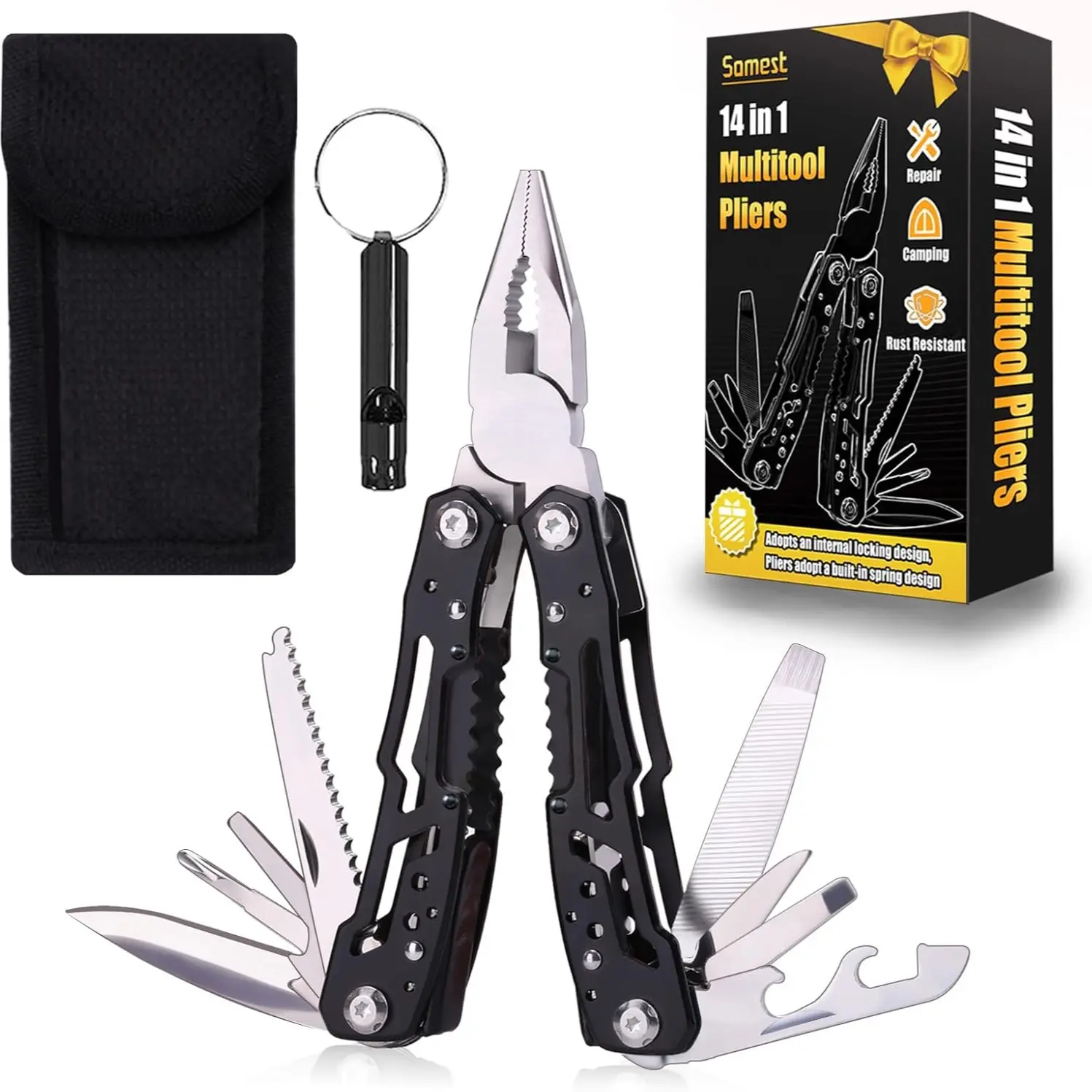 2pcs 24-In-1 Multi-Functional Universal Multitool Pliers Set, Durable Non-Slip Maintenance Tools, Wire Cutting Function, Ideal for Survival Camping Hunting, Multifunctional Tool, Durable Hand Tools