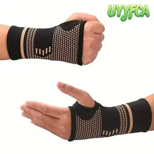 Copper Infused Wrist Compression Sleeves, Breathable Knit Support for Carpal Tunnel, Sprains Arthritis, Workout and Recovery, Unisex Comfortable Wrist Brace for Daily Use  summervibes